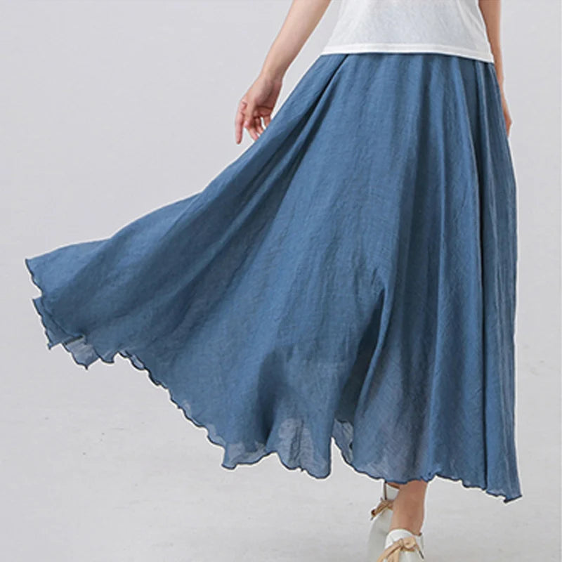 High Quality Cotton Linen Maxi Skirt