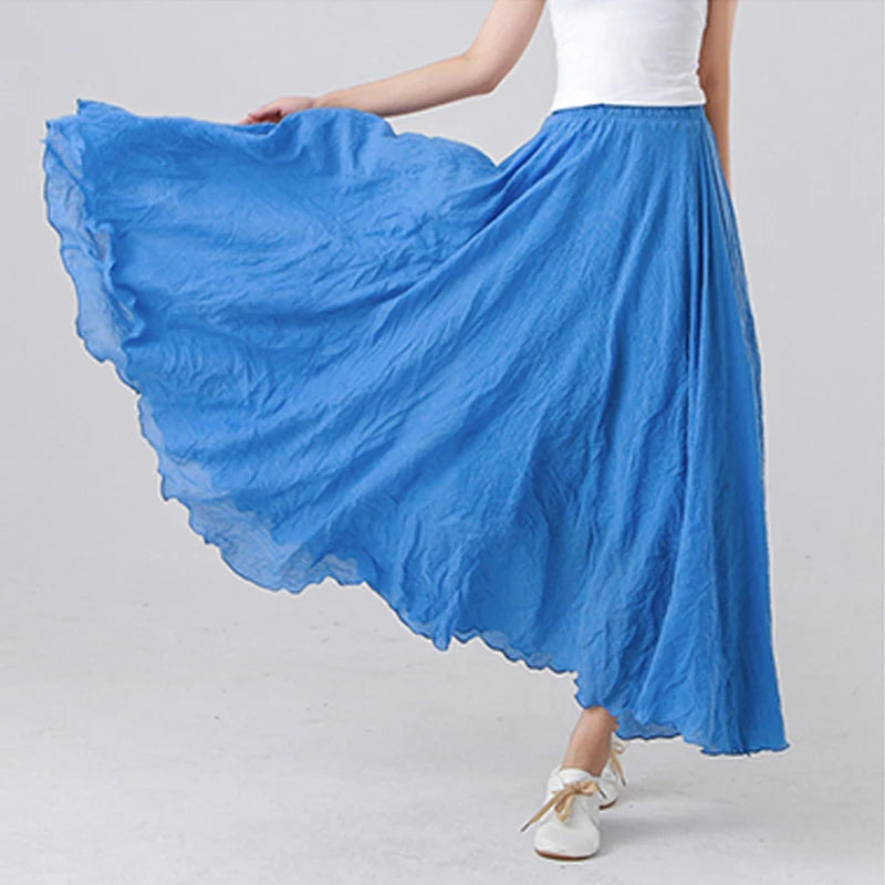 High Quality Cotton Linen Maxi Skirt