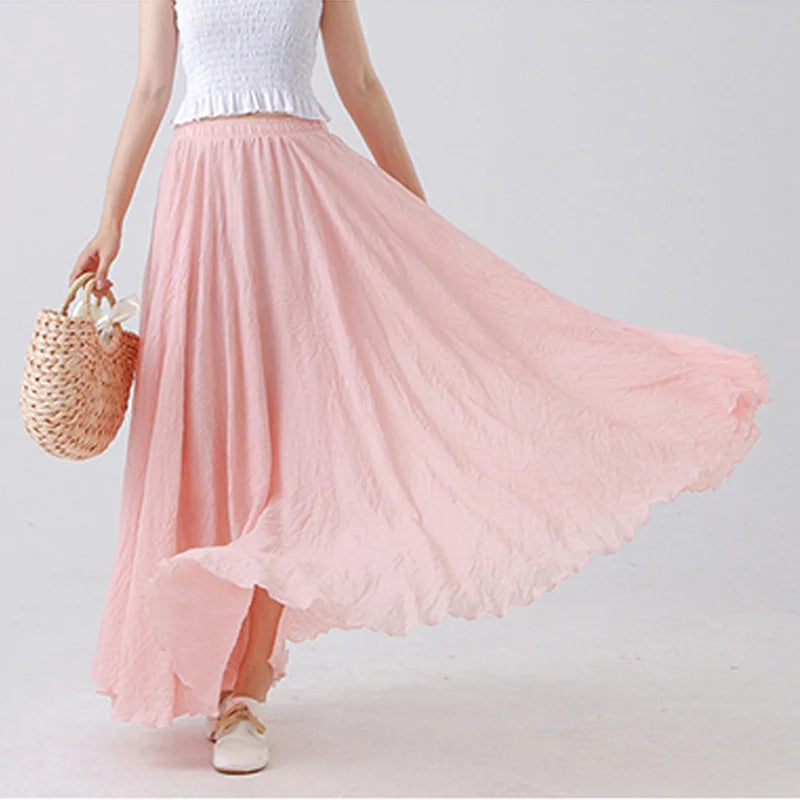 High Quality Cotton Linen Maxi Skirt