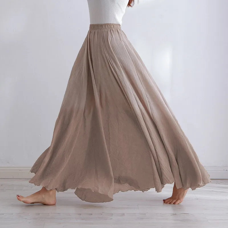 High Quality Cotton Linen Maxi Skirt