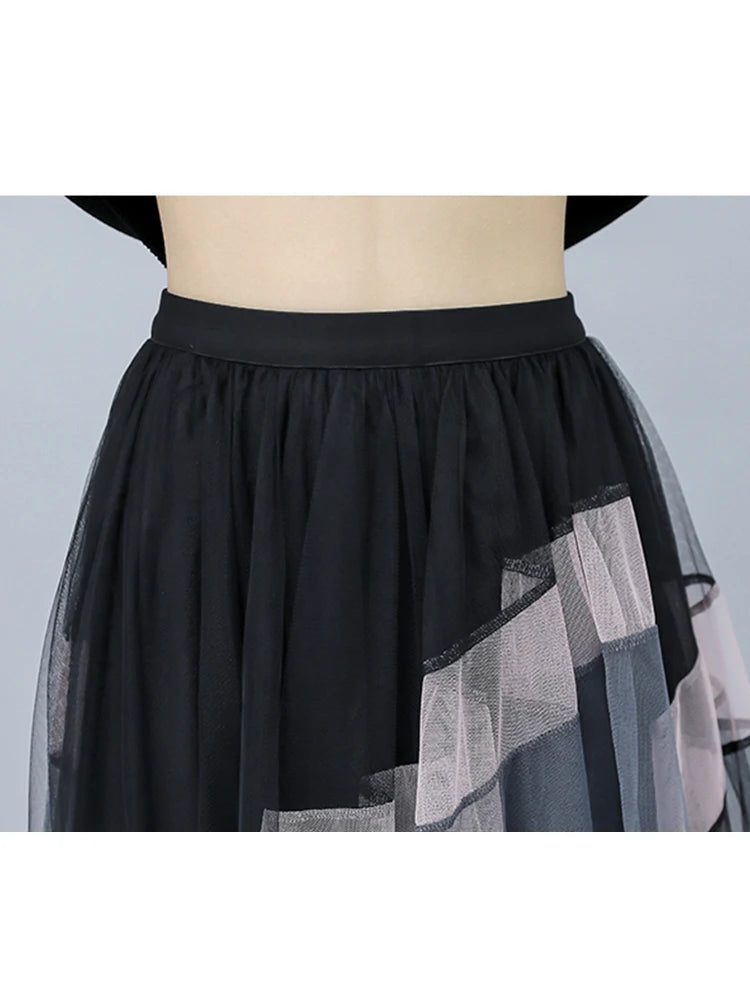 TIGENA Fashion Patchwork Tulle Long Skirt