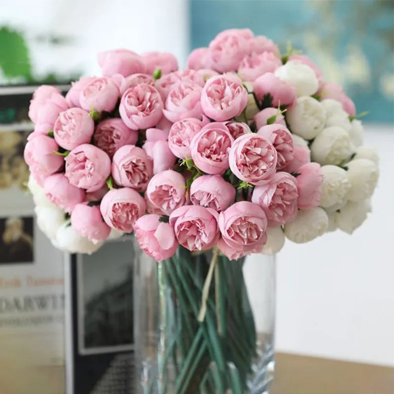 27 Head Artificial Silk Rose Bouquet Flowers