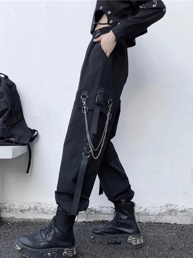 Cargo Pants Punk Pockets With Chains